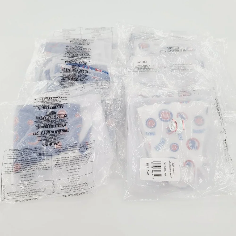 Chicago Cubs MLB Adult All Over Logo Face Covering Mask 3 Pack